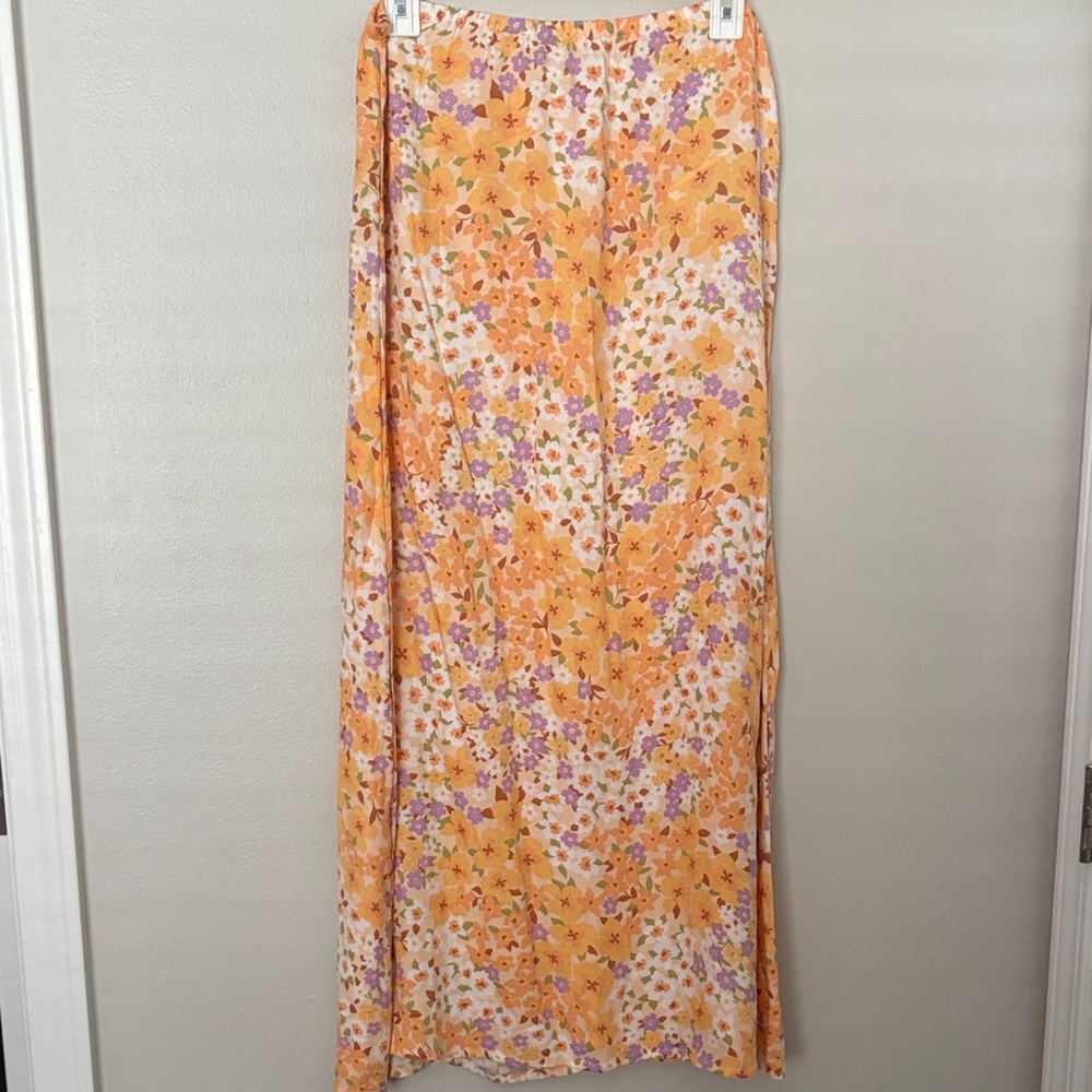 Billabong Floral Maxi Skirt in Orange and Purple